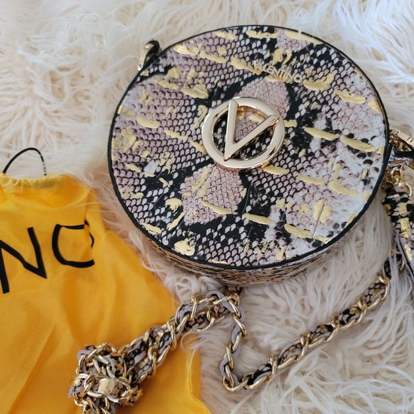 VALENTINO, BY MARIO VALENTINO - CROSSBODY HANDBAG, ROUND, BLACK, GOLD